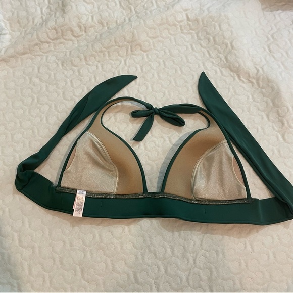 Victoria’s Secret Green Halter Bikini Top Women’s Small Elegant Beach Travel - Picture 4 of 7